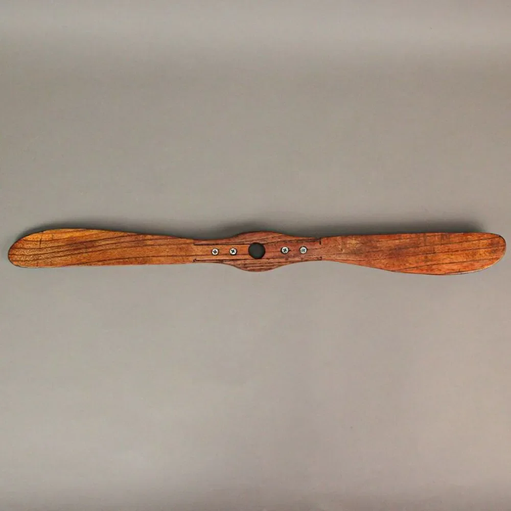 Hand-Carved Distressed Brown Wooden Airplane Propeller Wall Sculpture 24 Inches